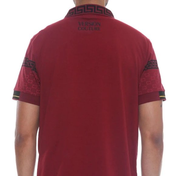 Men's Burgundy Polo Button Down Shirt - Picture 4 of 4